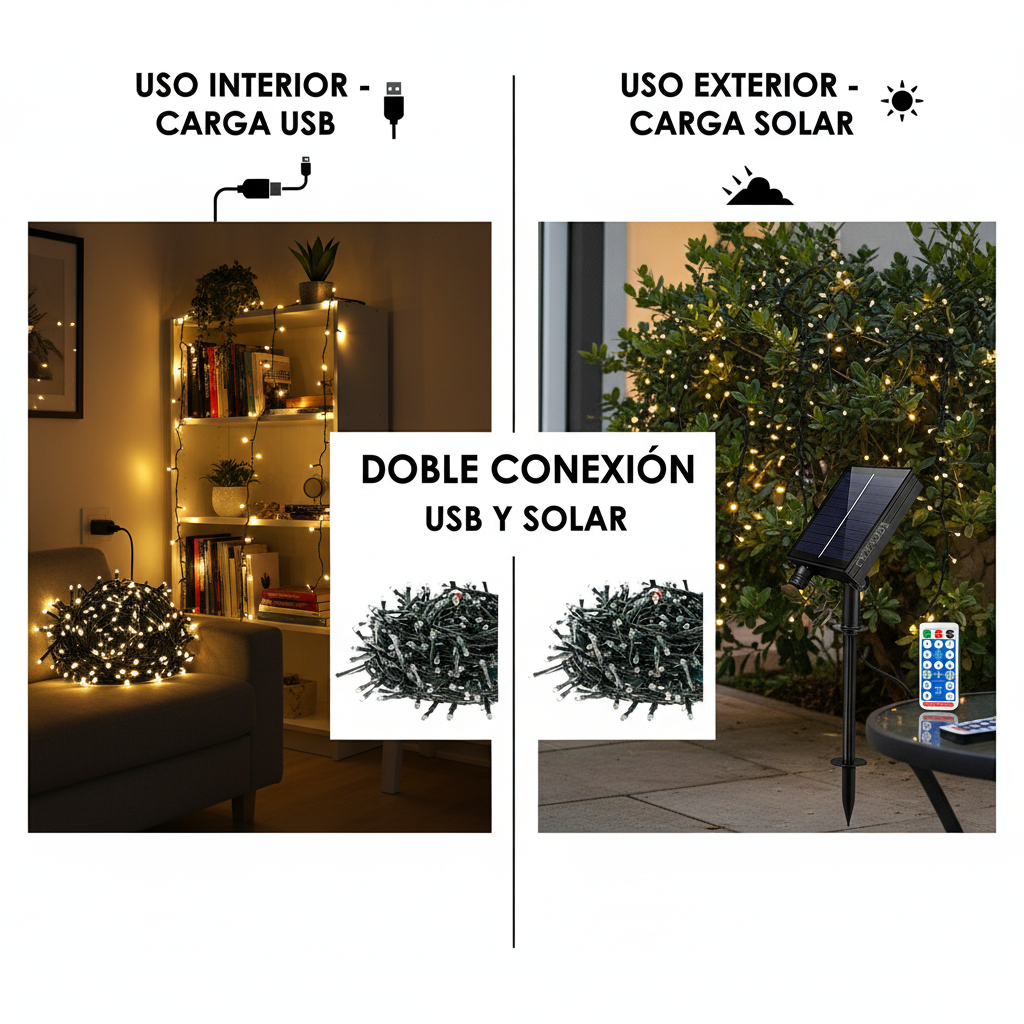 Luces Navidad  Energía Solar Prem 100Led - FULL MEGA TIENDAS