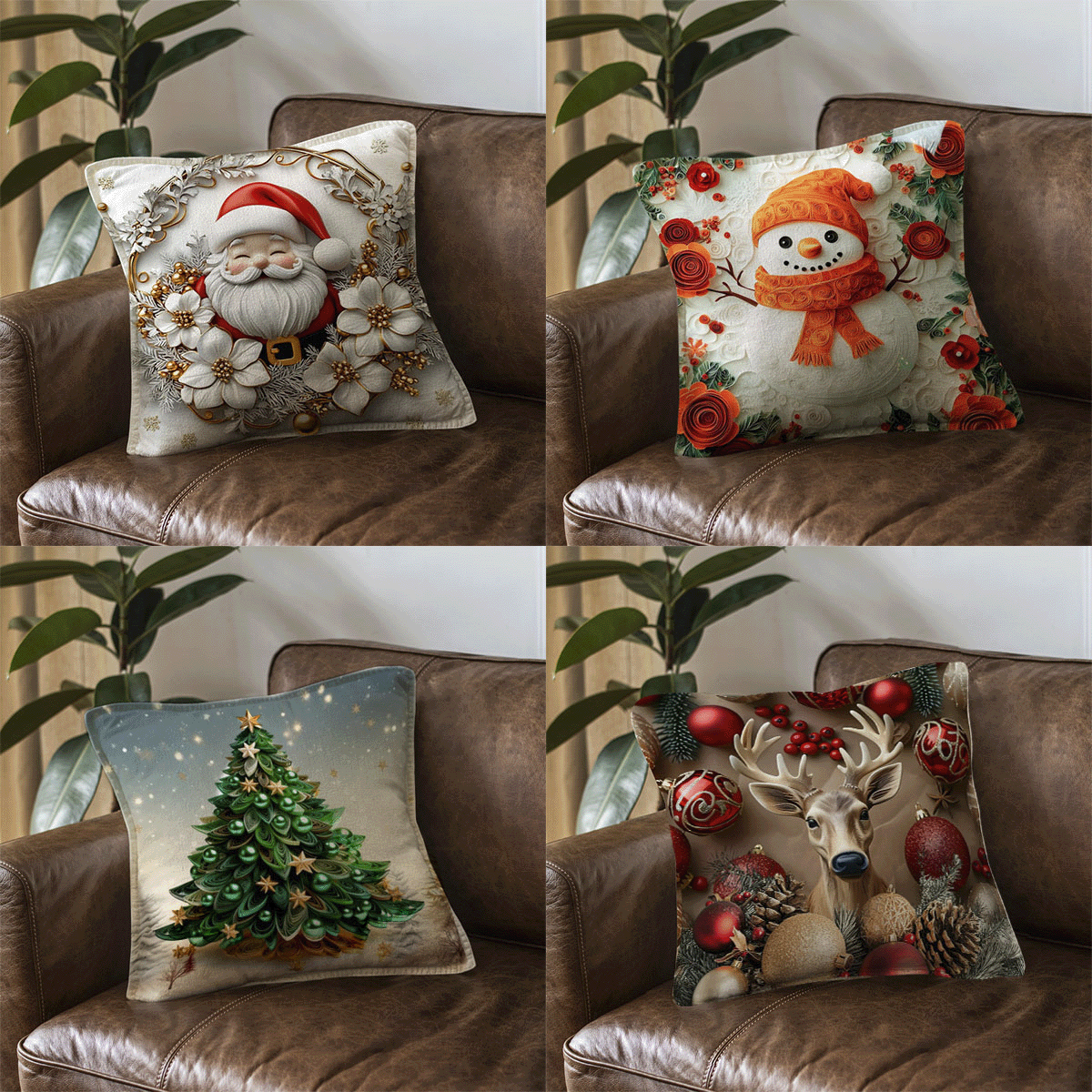 Set Fundas Navideñas x4 Con Luces SFN01 - FULL MEGA TIENDAS