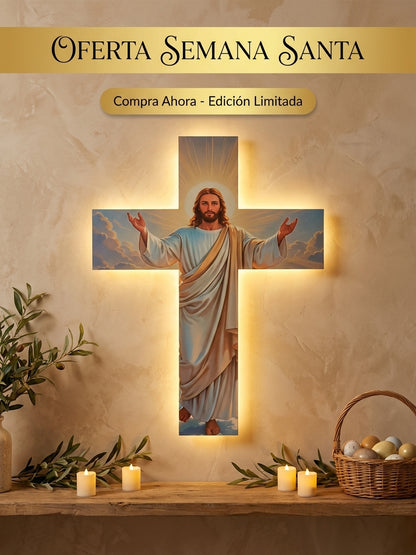 Cruz de Madera con Luz LED