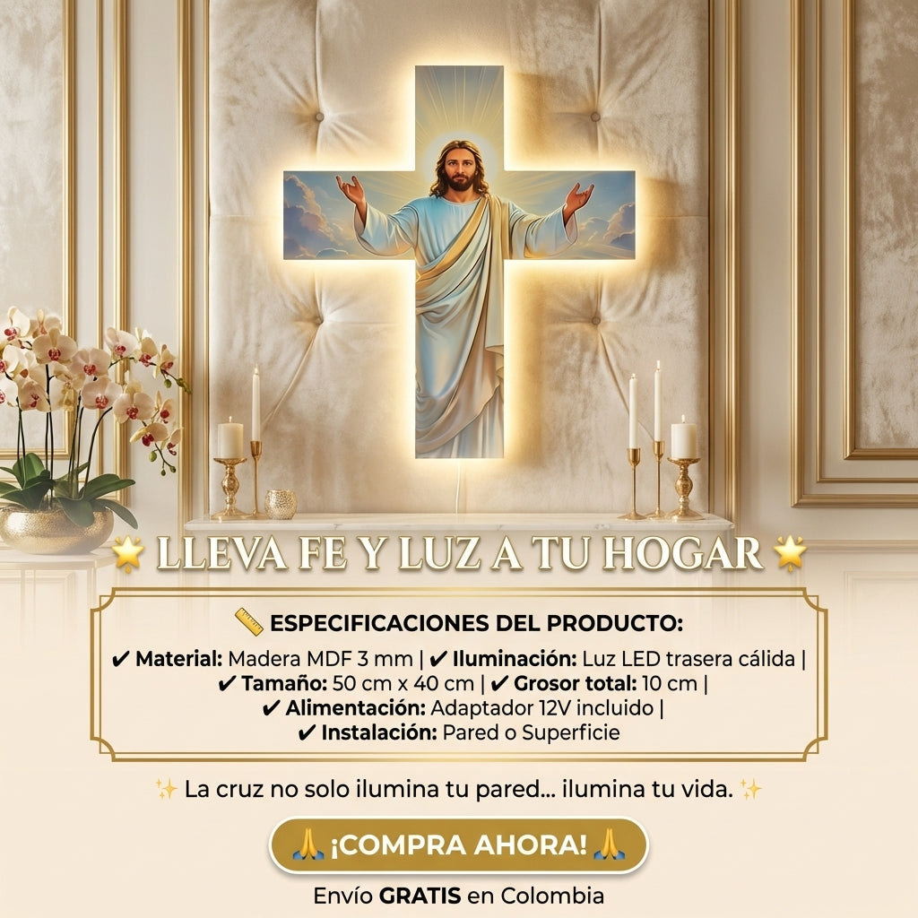 Cruz de Madera con Luz LED