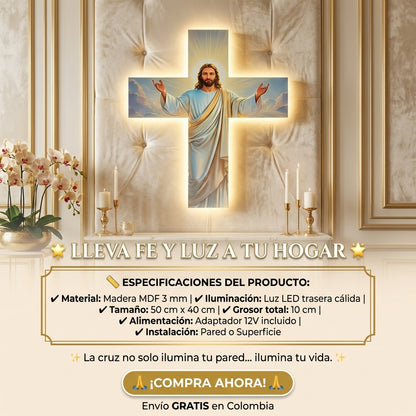Cruz de Madera con Luz LED