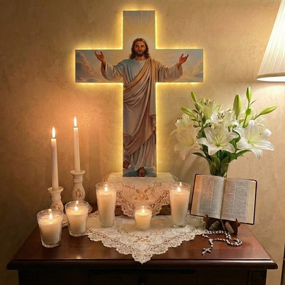Cruz de Madera con Luz LED