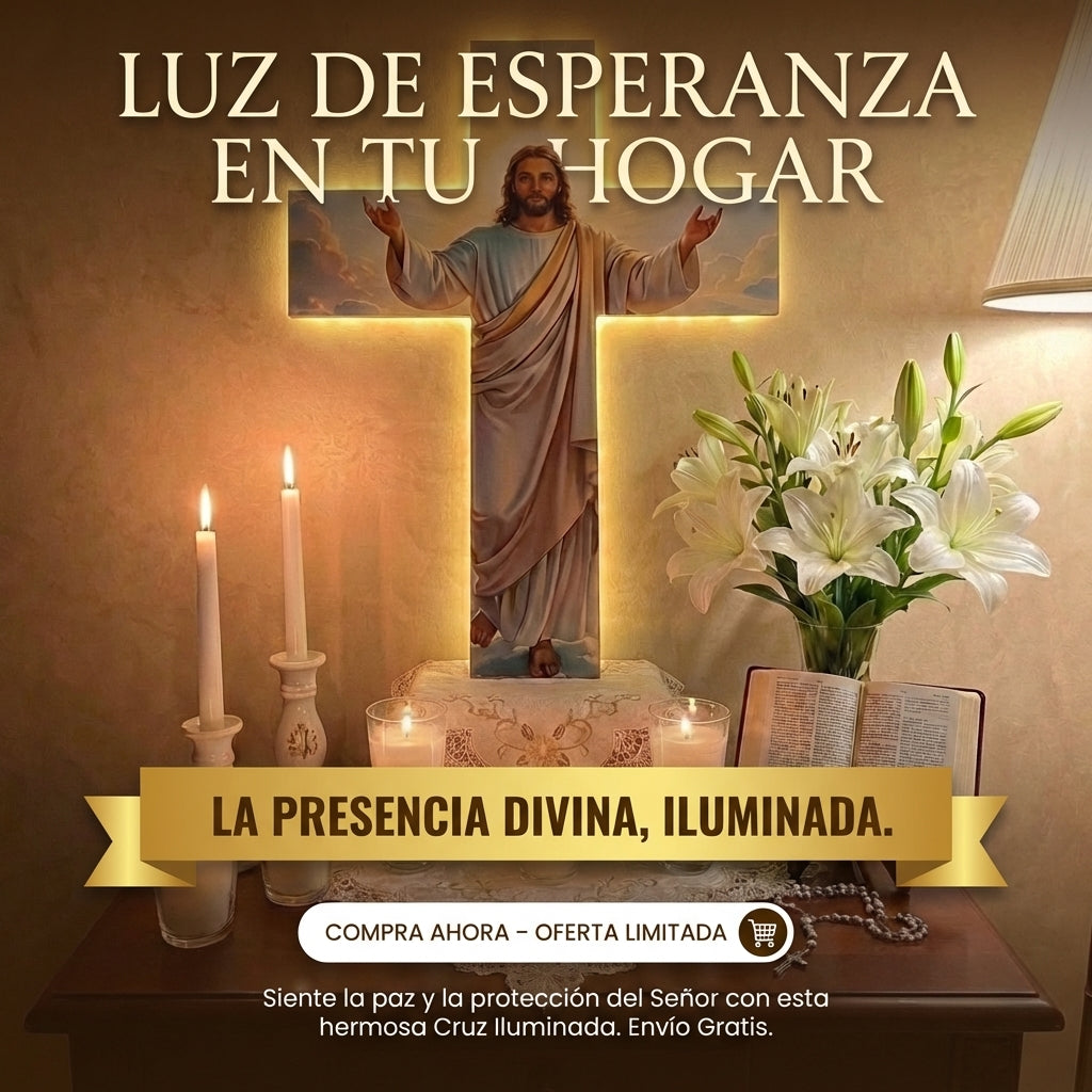 Cruz de Madera con Luz LED
