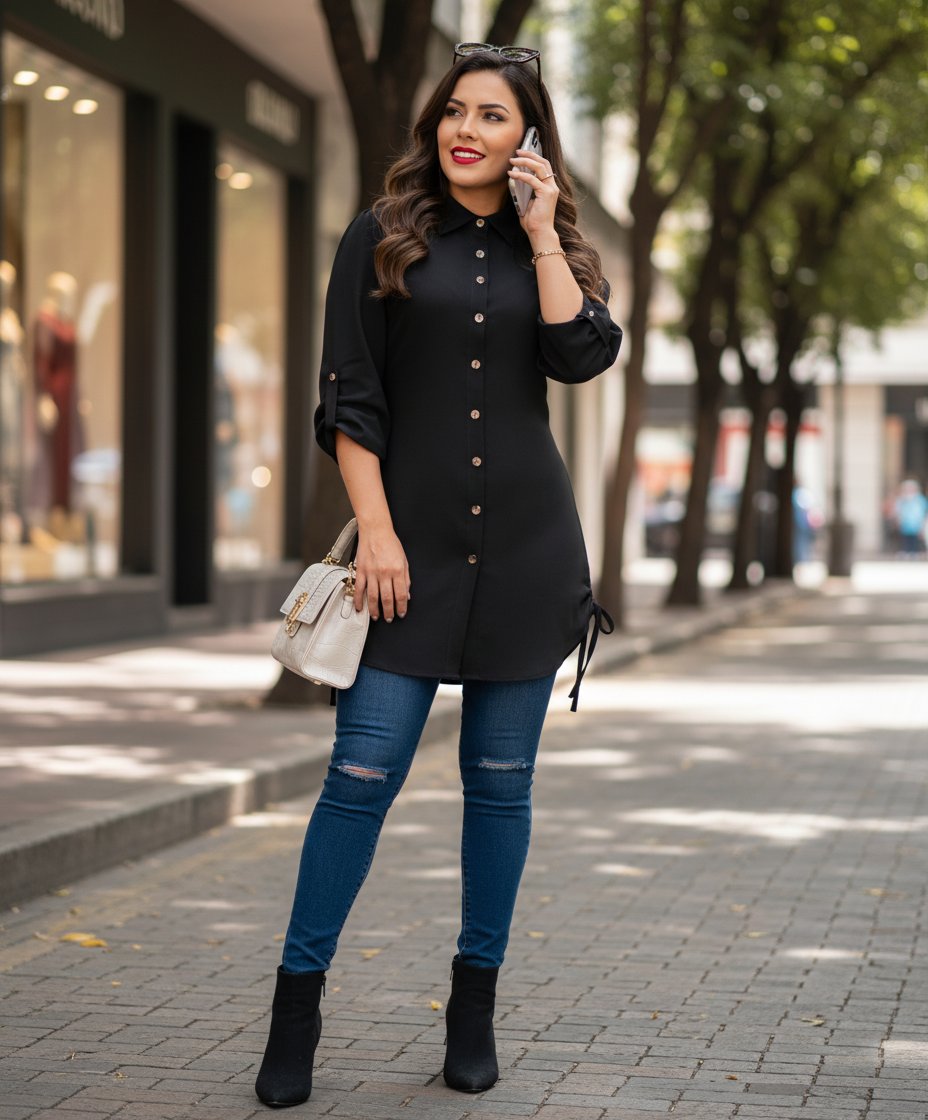 Blusón camisero vestido  ANA - FULL MEGA TIENDAS